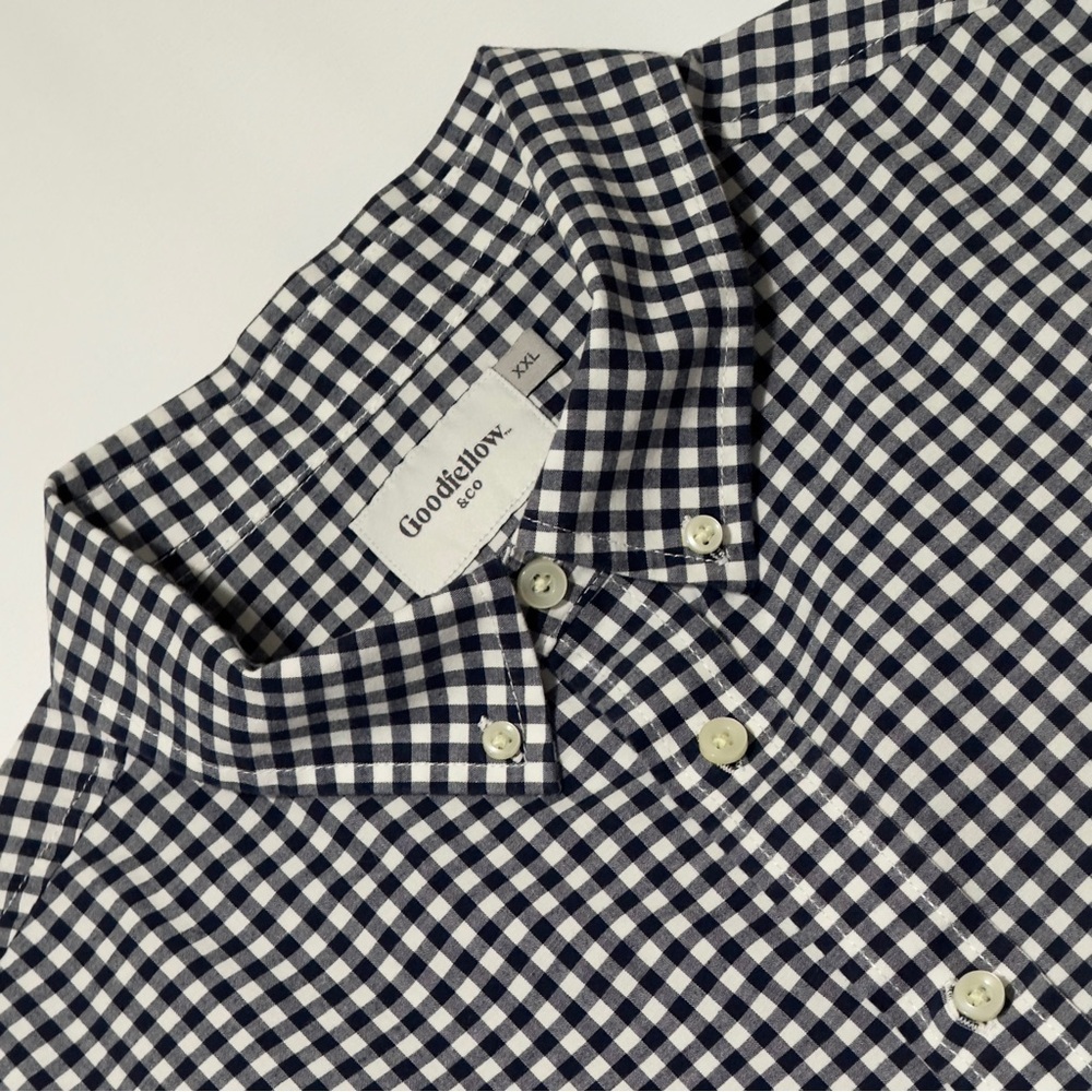 Goodfellow Black White Gingham Checked Casual Button Down XXL Shirt Excellent